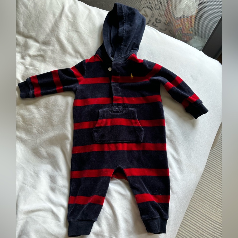 Ralph Lauren velvet striped one piece outfit 6m